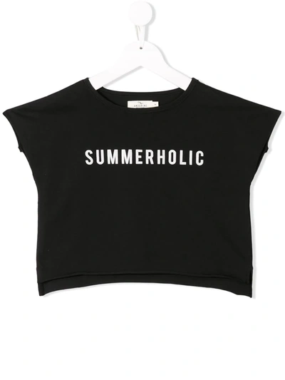 Andorine Kids' Summerholic Print T-shirt In Black