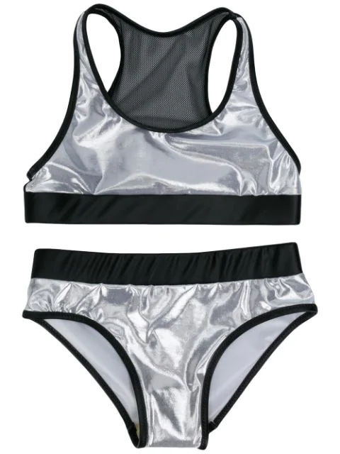 silver bikini set metallic