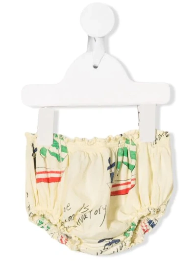 The Animals Observatory Babies' Frilled Graphic Bloomers In Yellow