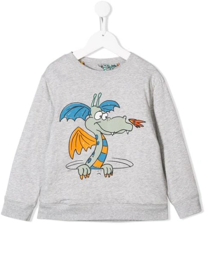 Stella Mccartney Kids' Dragon Print Sweatshirt In Grey