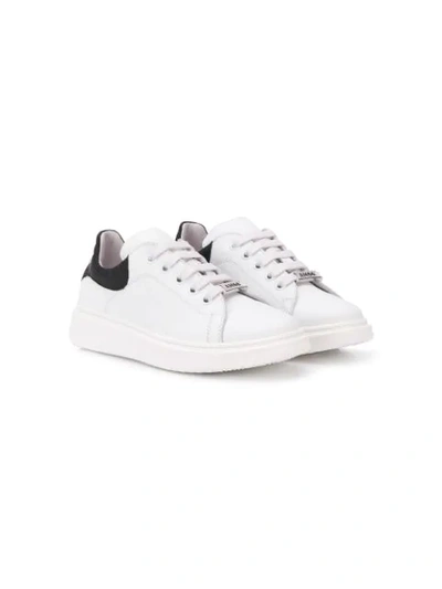 Am66 Kids' Logo Plaque Low-top Sneakers In White