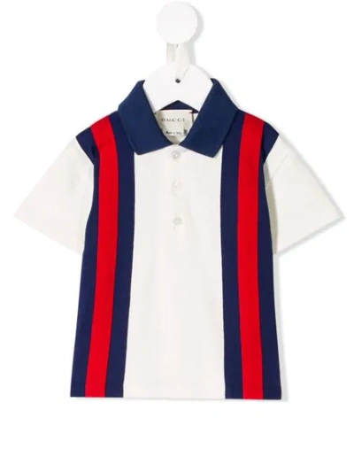 Gucci Babies' Colour Block Polo Shirt In White