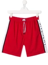 Givenchy Teen Logo Stripe Track Shorts In Red