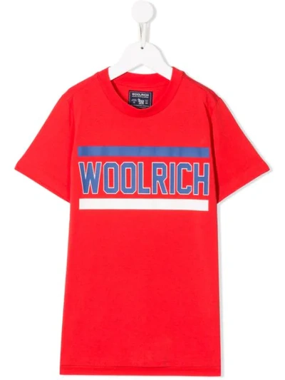 Woolrich Kids' Logo T-shirt In Red
