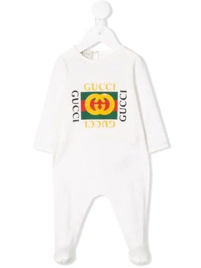 Gucci Baby Sleepsuit With  Logo In White