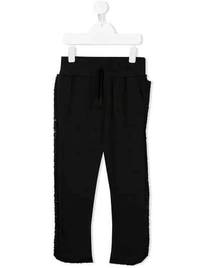 Stella Mccartney Kids' Fringed Hem Track Trousers In Black