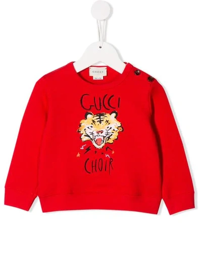 Gucci Babies' Tiger Print Jumper In Red