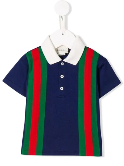 Gucci Babies' Classic Stripe Polo Shirt In Blue