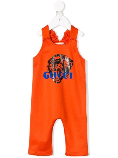 Gucci Babies' Logo Jumpsuit In Orange