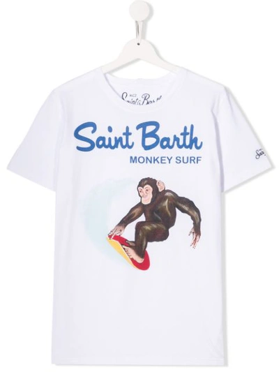 Mc2 Saint Barth Kids' Printed Monkey T-shirt In White