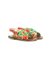 Pèpè Kids' Floral Crossover Sandals In Brown