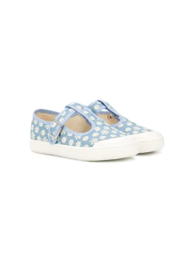 Pèpè Kids' Flower T-bar Strap Shoes In Blue