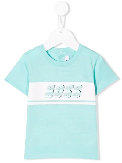 Hugo Boss Babies' Contrast Logo T-shirt In Blue