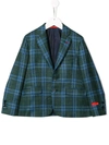 Isaia Kids' Slim-fit Plaid Blazer In Green