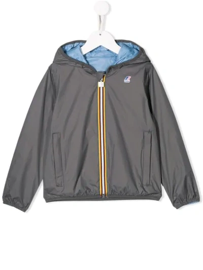 K-way Reversible Hooded Rain Jacket In Grey