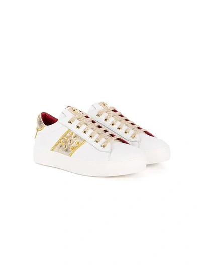 Cesare Paciotti Kids' Gold Detail Trainers In White