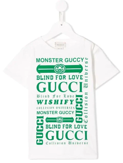 Gucci Kids' Logo Print T-shirt In White