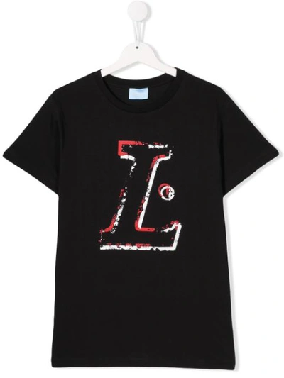 Lanvin Enfant Kids' Printed Logo T-shirt In Black