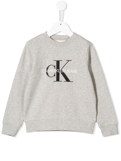 Calvin Klein Teen Printed Logo Sweatshirt In Grey