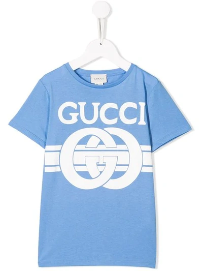 Gucci Kids' Logo T-shirt In Blue