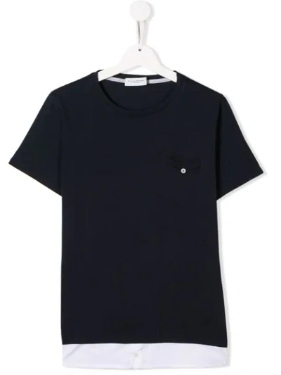 Paolo Pecora Kids' Contrast Panel T-shirt In Blue