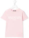 Balmain Kids' Printed Logo T-shirt In Pink