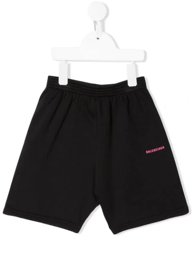 Balenciaga Kids' Printed Logo Casual Shorts In Black