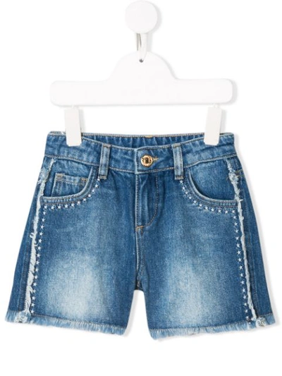 Twinset Kids' Star Denim Shorts In Blue