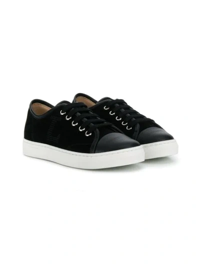 Lanvin Kids' Stitched Logo Low-top Trainers In Black