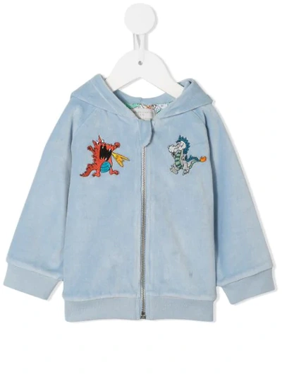 Stella Mccartney Babies' Embroidered Dragon Hoodie  In Blue