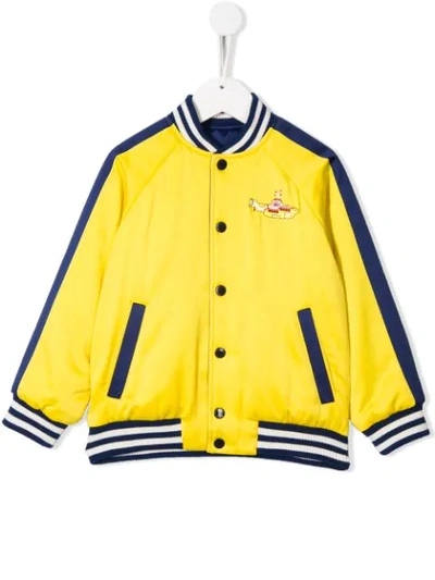 Stella Mccartney Kids' X The Beatles Varsity Jacket In Yellow