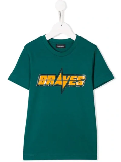 Diesel Kids' Braves T-shirt In Green