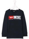 Diesel Kids' Contrast Logo T-shirt In Blue