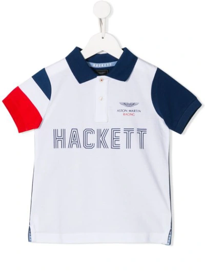 Hackett X Aston Martin Racing Teen Printed Polo Shirt In White