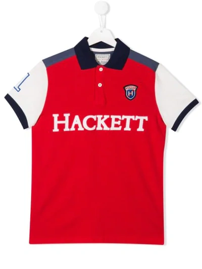 Hackett Teen Embroidered Polo Top In Red