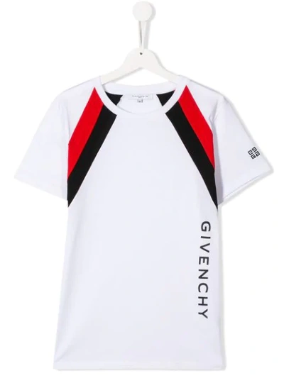 Givenchy Kids' Contrast Stripe T-shirt In Bianco