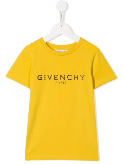 Givenchy Kids' Logo Printed T-shirt In Giallo Oro