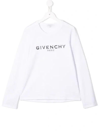 Givenchy Teen Printed Logo Sweatshirt In White