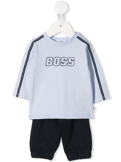 Hugo Boss Babies' Sweatshirt And Trousers Set In Blue