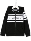 Givenchy Kids' Logo Band Zipped Hoodie In Nero