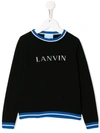 Lanvin Enfant Kids' Logo Intarsia Jumper In Black