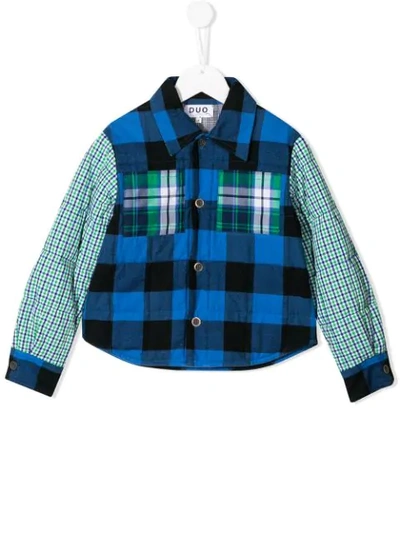 Duo Kids' Plaid Contrast Bomber Jacket In Blue