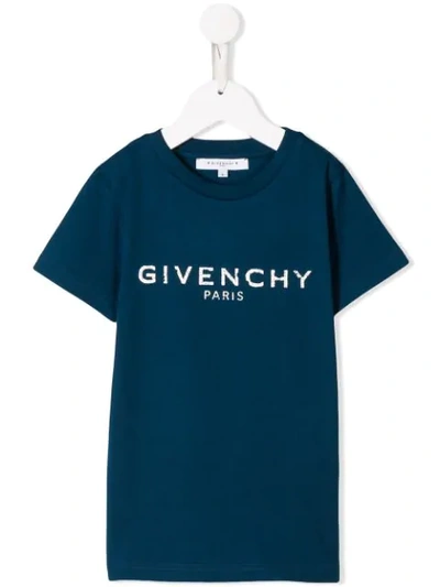 Givenchy Kids' Logo Print T-shirt In Marine