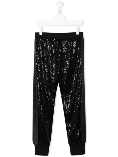 Msgm Kids' Sequin Jogging Trousers In Black
