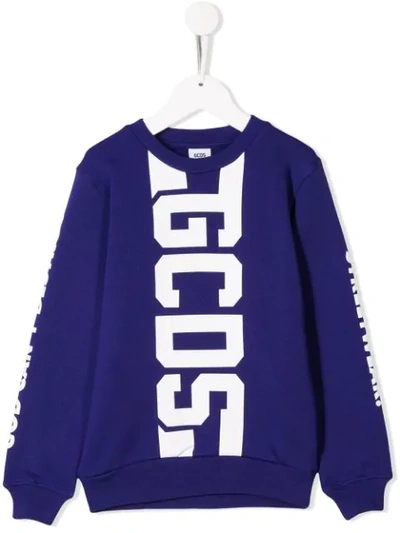 Gcds Kids' Printed Logo Sweatshirt In Viola