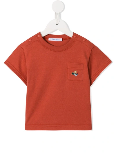 Familiar Babies' Chest Pocket T-shirt In Orange