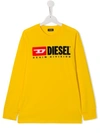 Diesel Kids' Contrast Logo Sweatshirt In Yellow