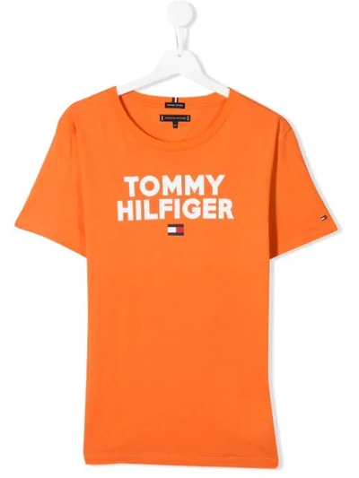Tommy Hilfiger Junior Kids' Logo T-shirt In Orange