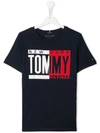 Tommy Hilfiger Junior Kids' Logo Printed T-shirt In Blue