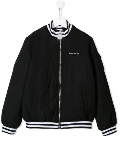 Givenchy Kids' Embroidered Monogram Bomber Jacket In Nero